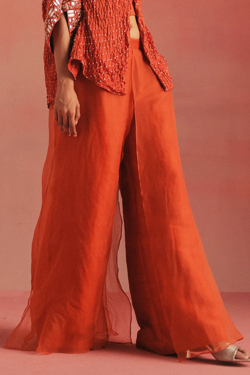 Burnt Orange Layered Silk Palazzo