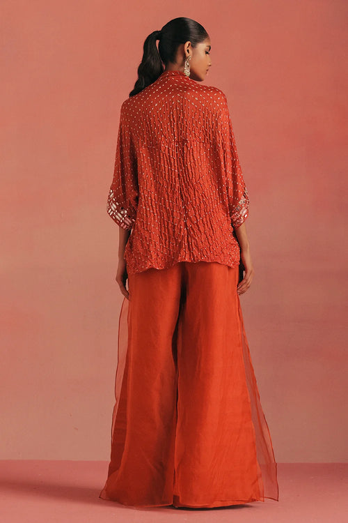Burnt Orange Bandhani Overlay Set