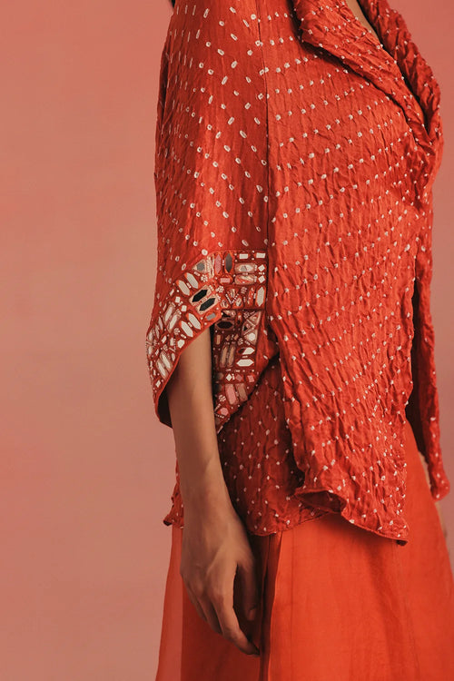 Burnt Orange Bandhani Overlay Jacket