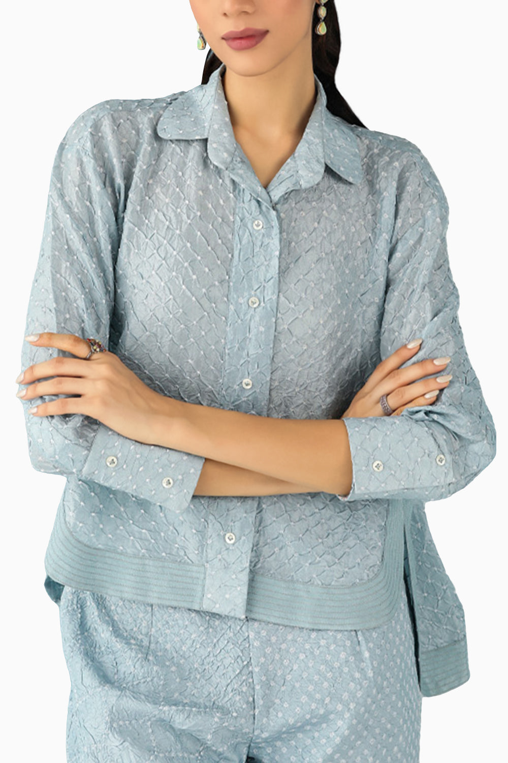 Ice Blue Overlap Shirt