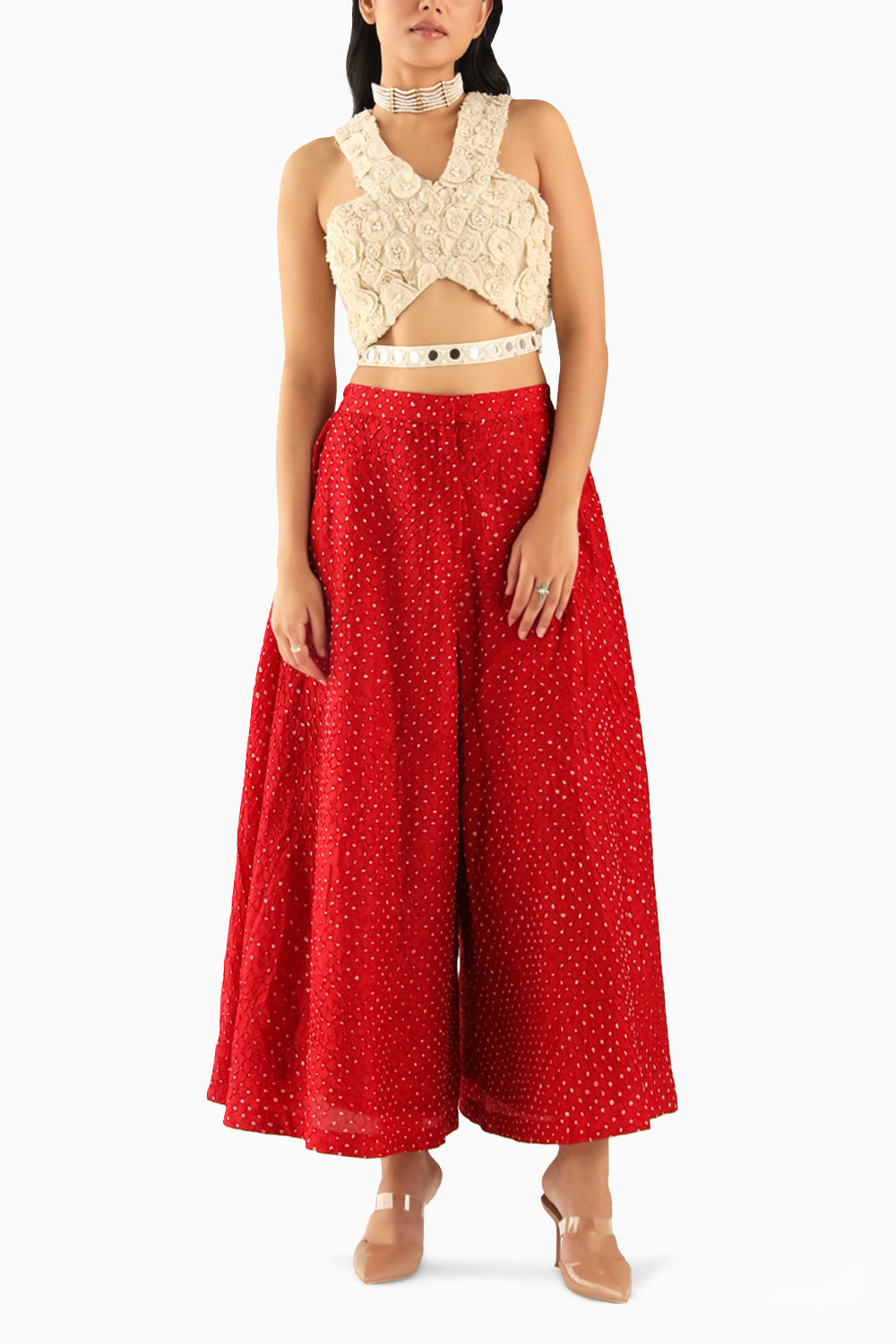 Red Scarf Bandeau Cape with Skirt