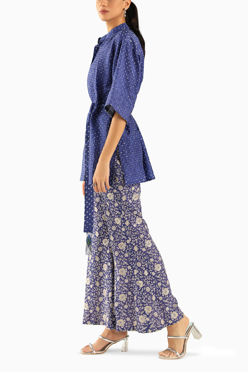 Blue Chikankari Bellbottom