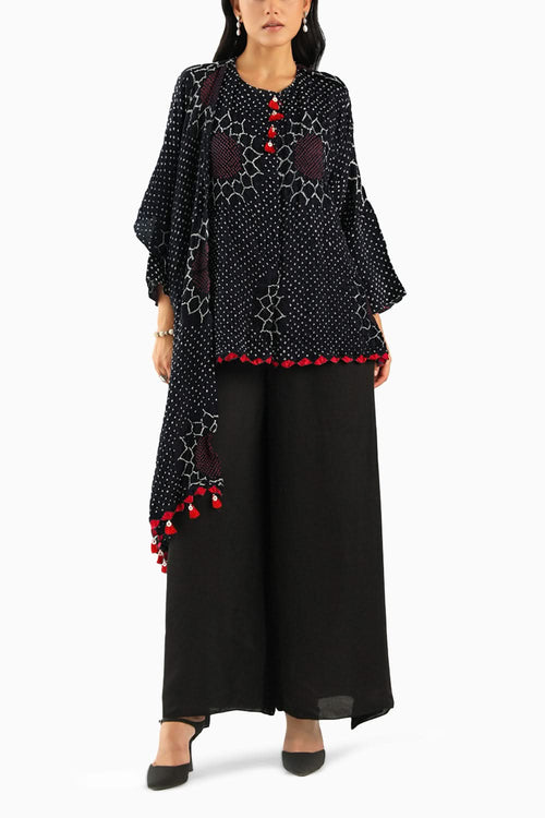 Asymmetrical Scarf Top with Pants