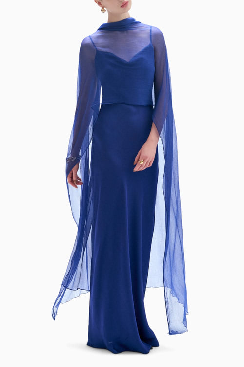 Blue Tyra Slip Dress with Skye Scarf