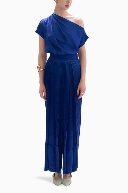 Blue Renaissance Blouse with Boulevard Pleated Pants