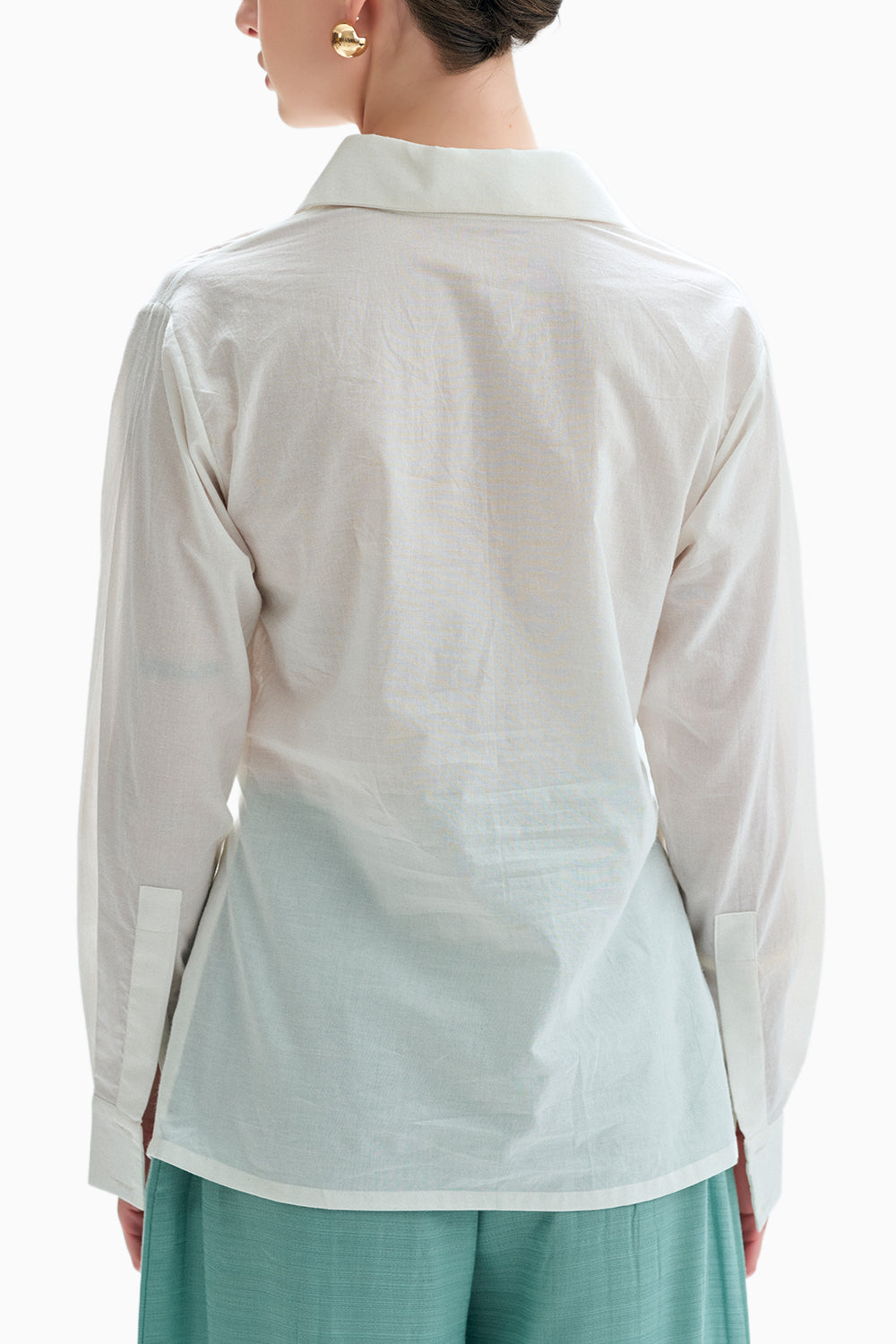 White Cotton Twist Shirt With Ella Pleated Pants