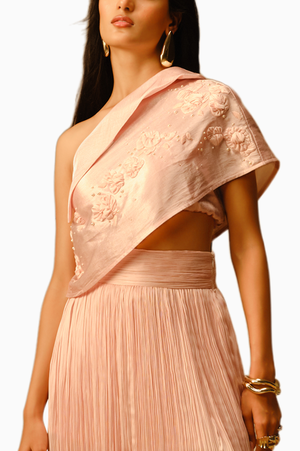 Peony Embroidered Top With Mia Ruched Skirt