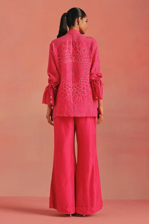 Bubblegum Pink Crushed Bandhani Tunic Set
