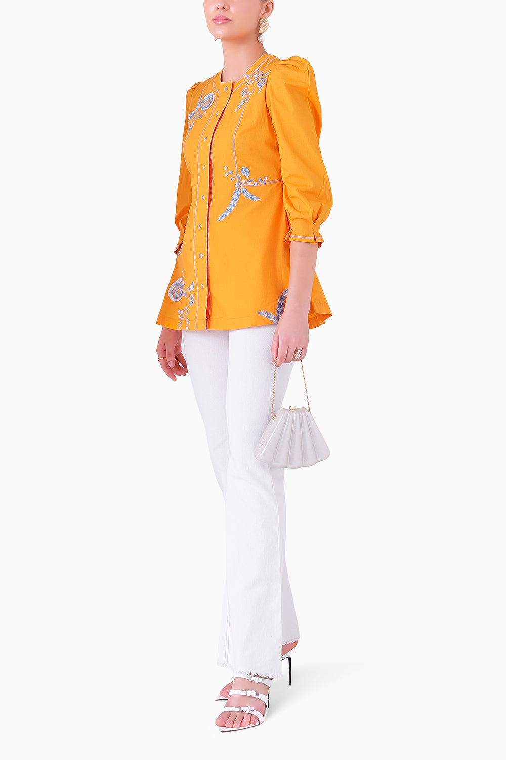 Bahama Sunset Orange and White Top with Denim