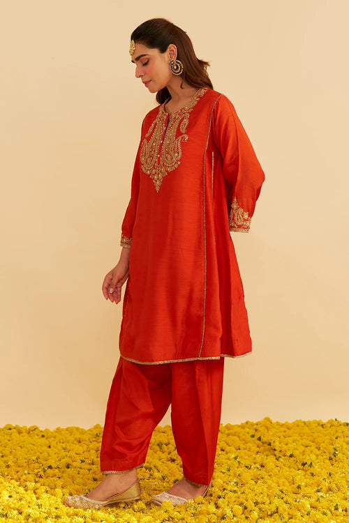Ayra Burnt Orange Short Chauga With Salwar