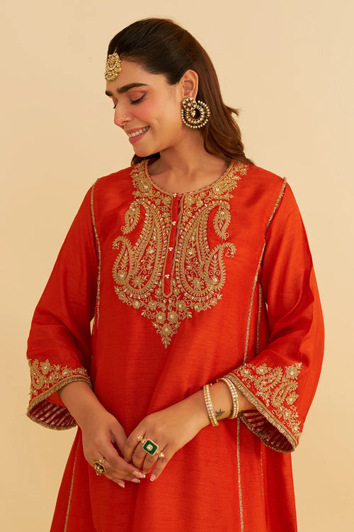 Ayra Burnt Orange Short Chauga With Salwar