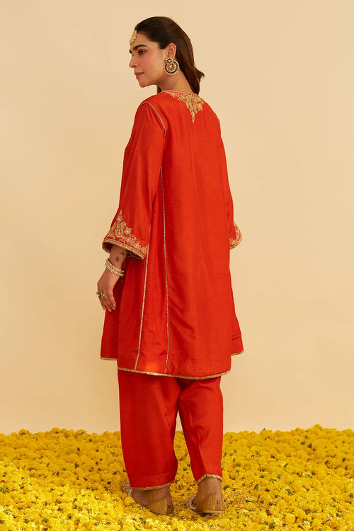Ayra Burnt Orange Short Chauga With Salwar