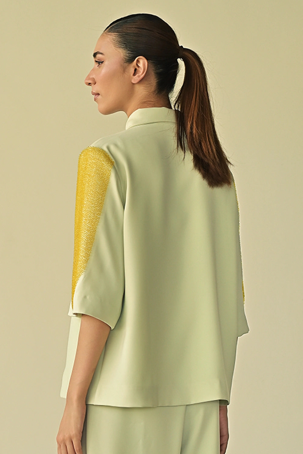 Mint Green Crystal Patch Pocket Shirt