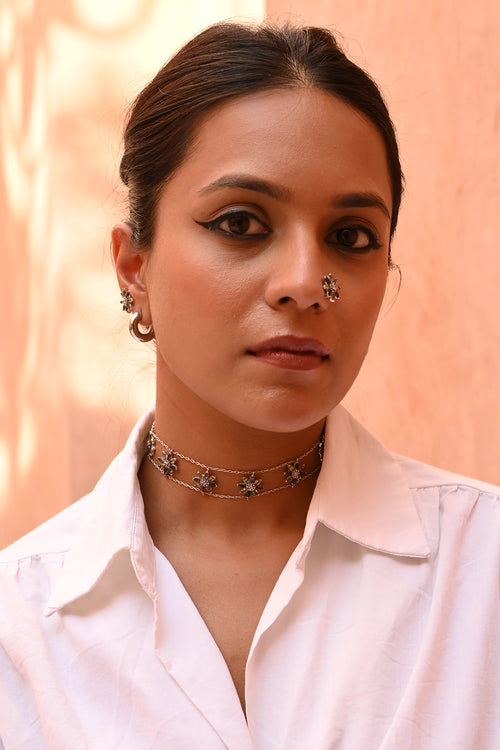 Silver Flower Choker