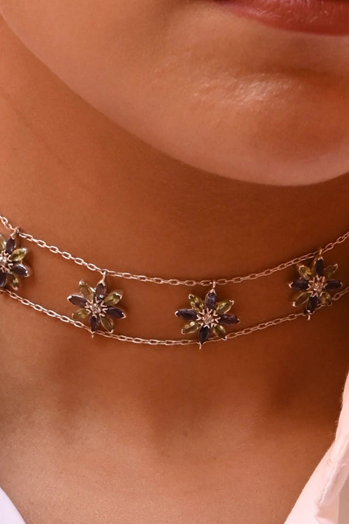 Silver Flower Choker