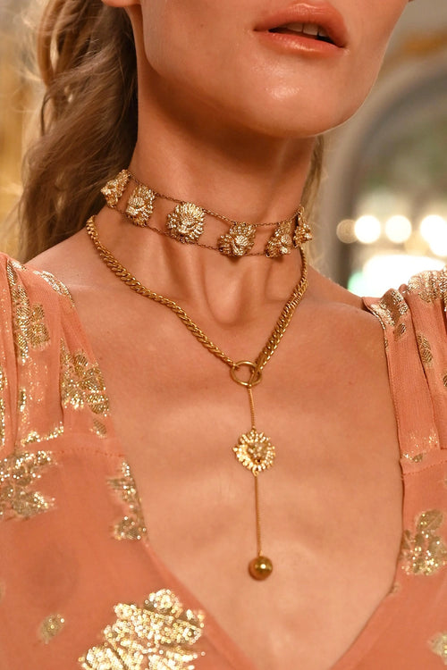 Sparkling Gold Lion Choker