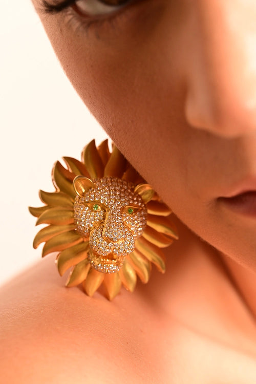 Diamond Lion Brooch
