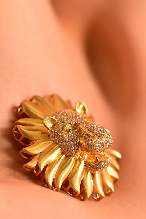 Diamond Lion Brooch