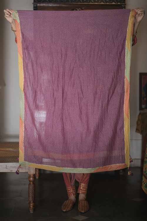 Jamun Purple And Multi Border Bijul Dupatta