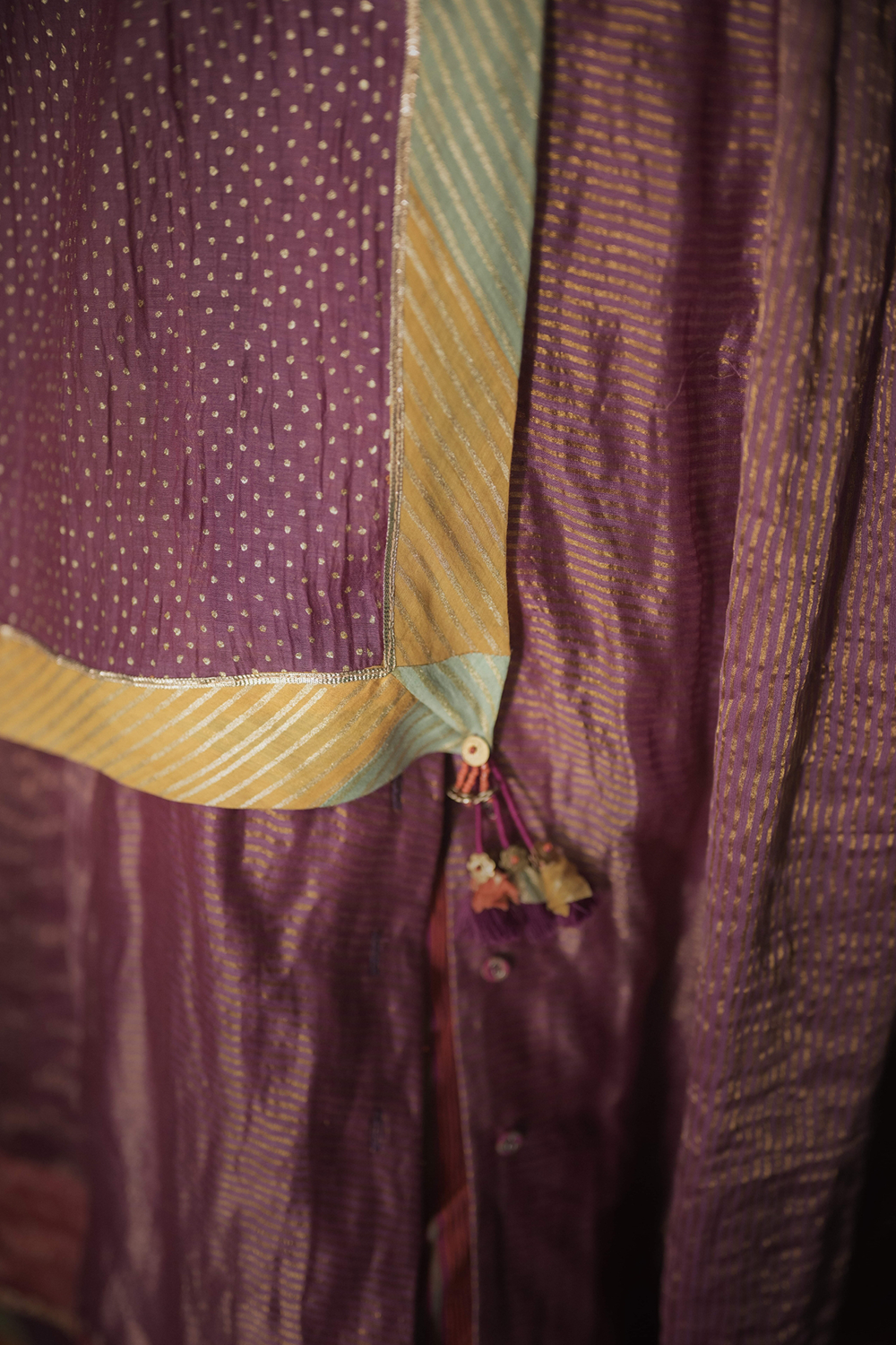 Jamun Purple And Multi Border Bijul Dupatta