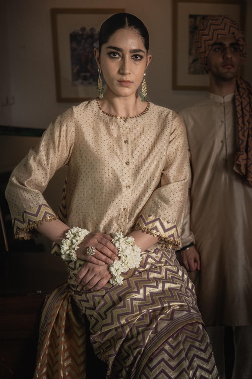 Gold and Jamun Purple Jind Top