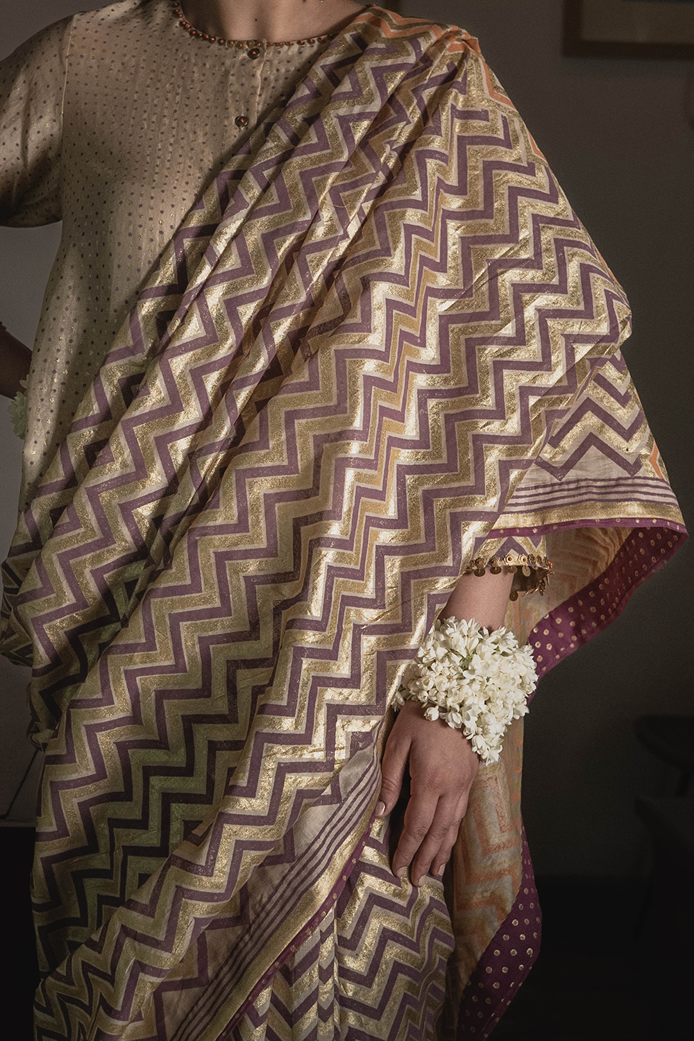 Gold and Jamun Purple  Surinder Sari