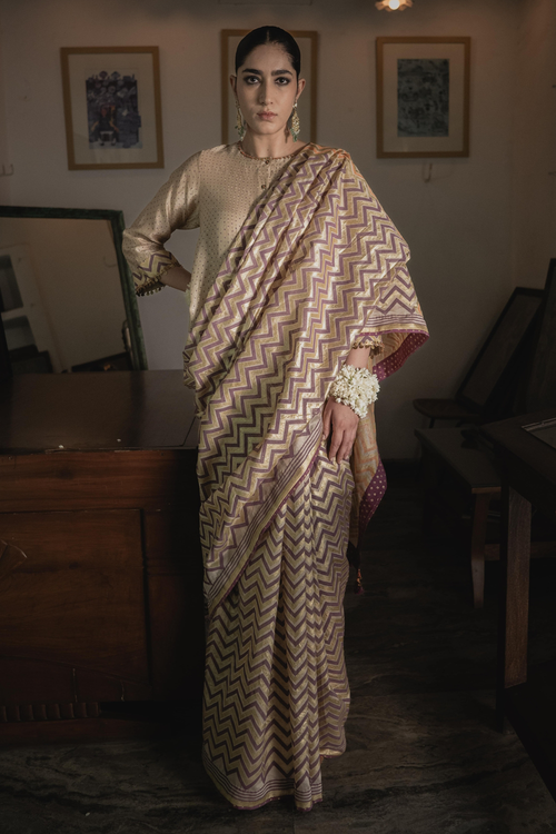 Gold and Jamun Purple  Surinder Sari