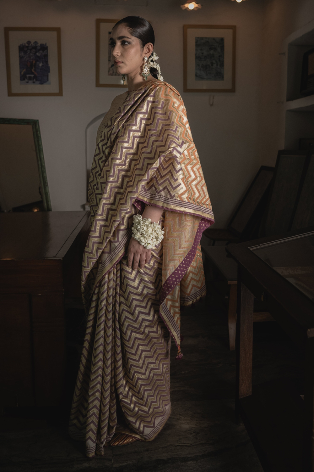 Gold and Jamun Purple  Surinder Sari