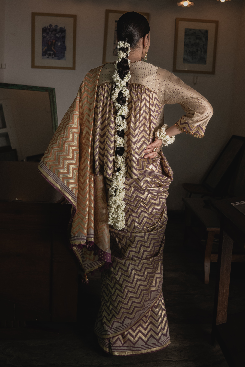 Gold and Jamun Purple  Surinder Sari