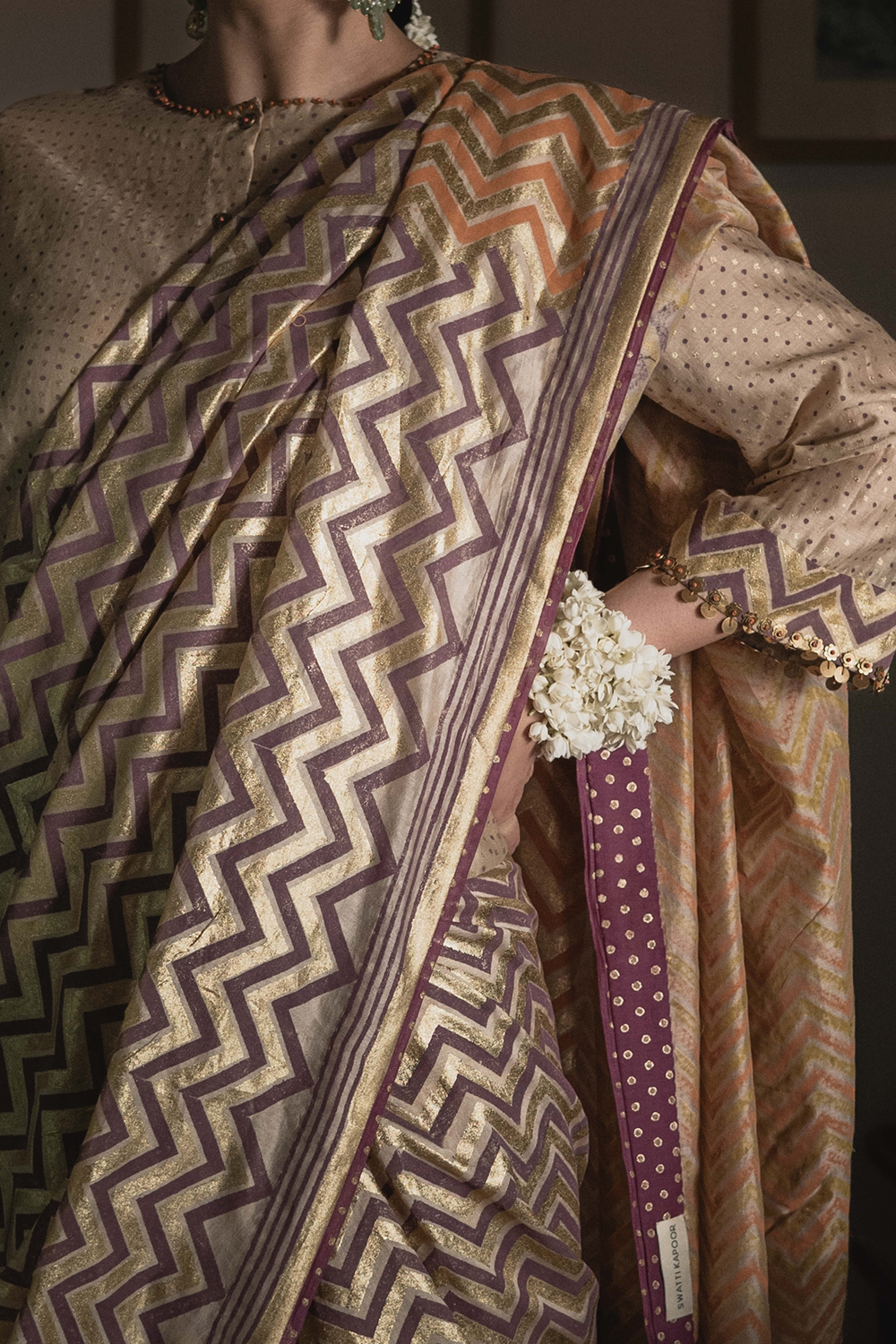 Gold and Jamun Purple  Surinder Sari