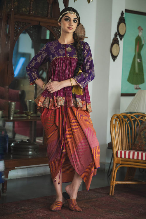 Multicolor Stripe Orange  Rita Skirt