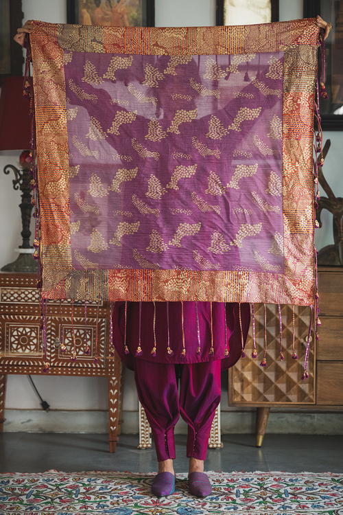 Multicolor Jamun Purple Makali Scarf