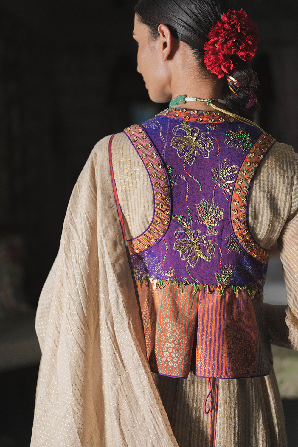 Multicolor Jamun Purple Kushan Gilet