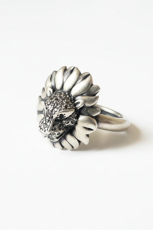 Matte Silver Lion Ring