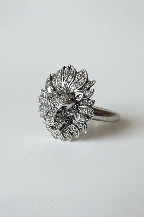 Oxidized Lion Ring