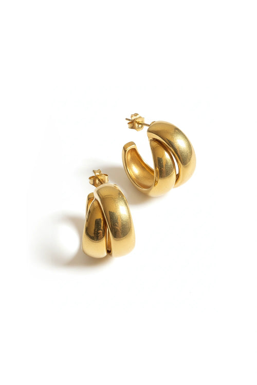 Gold Double Hoops