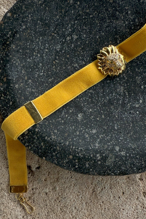Mustard Lion Velvet Choker