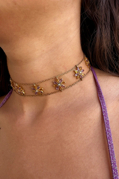 High Shine Flower Choker