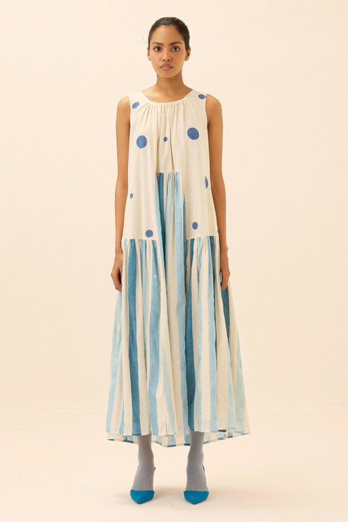 Off White Blue Cosmic Dress