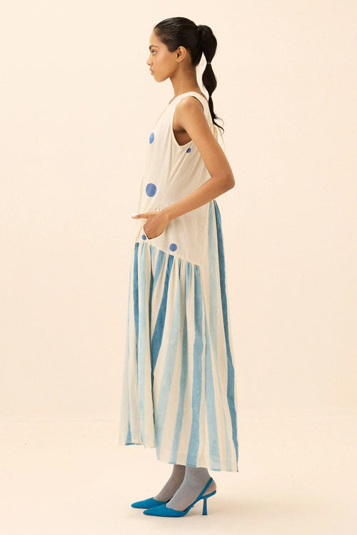 Off White Blue Cosmic Dress