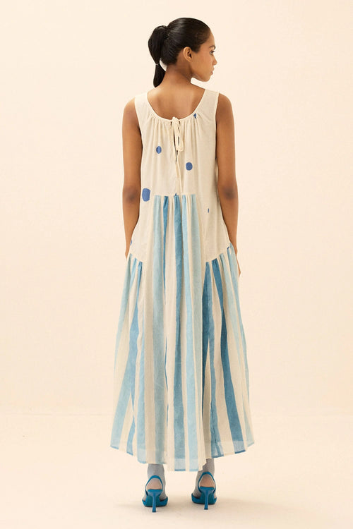 Off White Blue Cosmic Dress