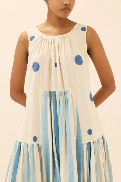 Off White Blue Cosmic Dress