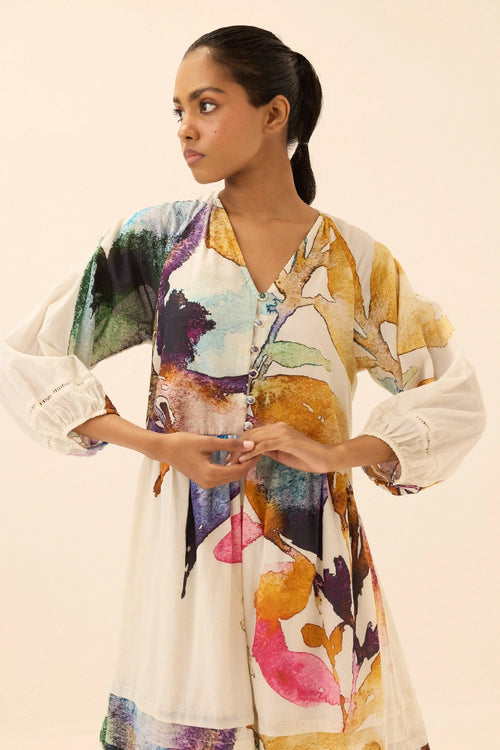 Multicolor Botanic Crest Dress