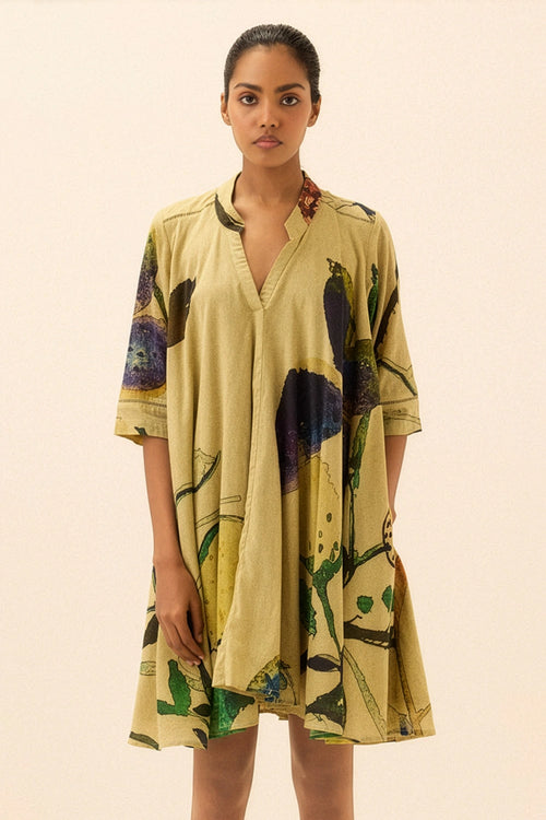 Beige Mossline Dress