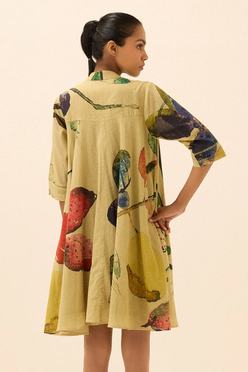 Beige Mossline Dress