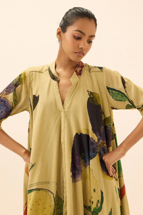 Beige Mossline Dress