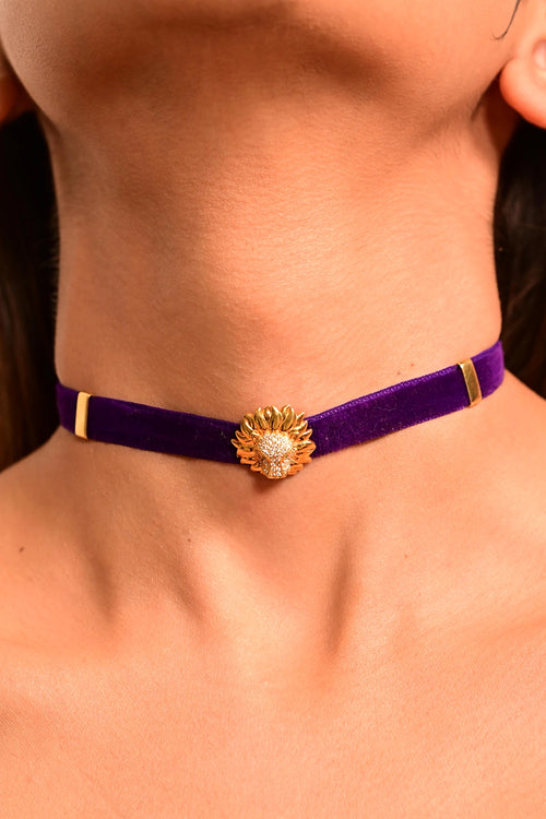 Violet Lion Velvet Choker