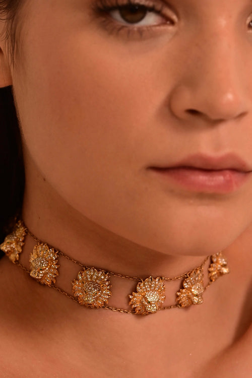 Sparkling Gold Lion Choker