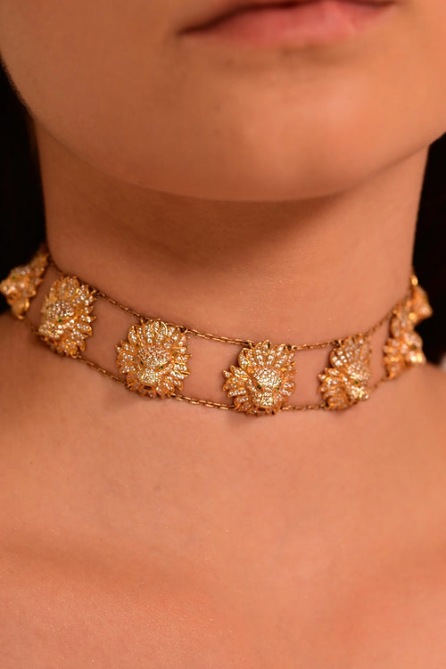 Sparkling Gold Lion Choker