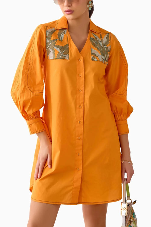 Palm Sunset Orange Dress
